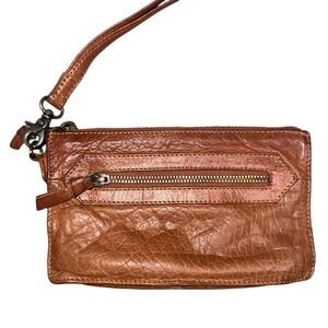 Day & Mood Tan Leather Wristlet Clutch